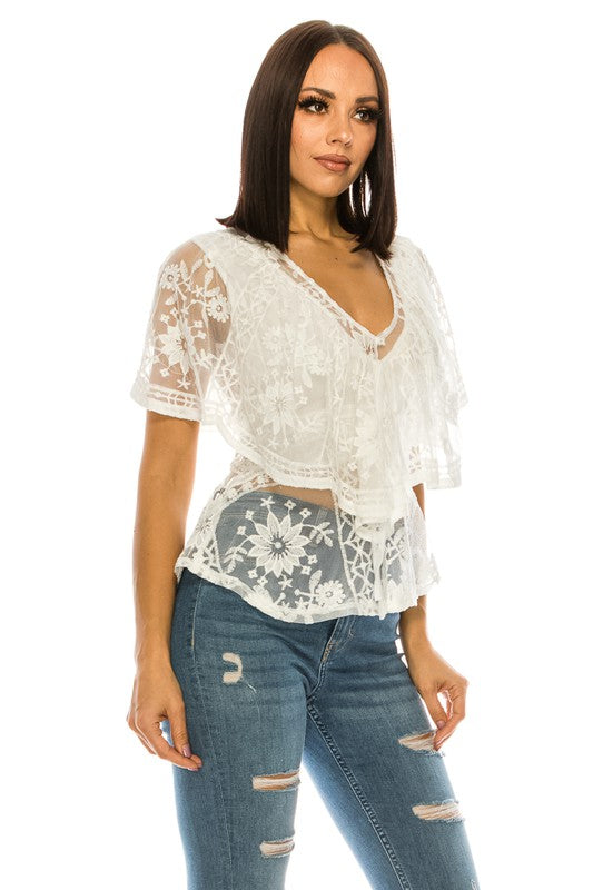 Lace White Top