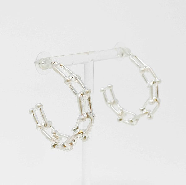 Chained Link Hoop Earrings