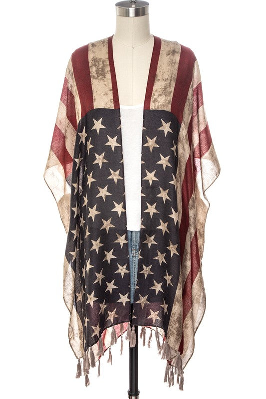 Vintage US Flag Shaped Shawl